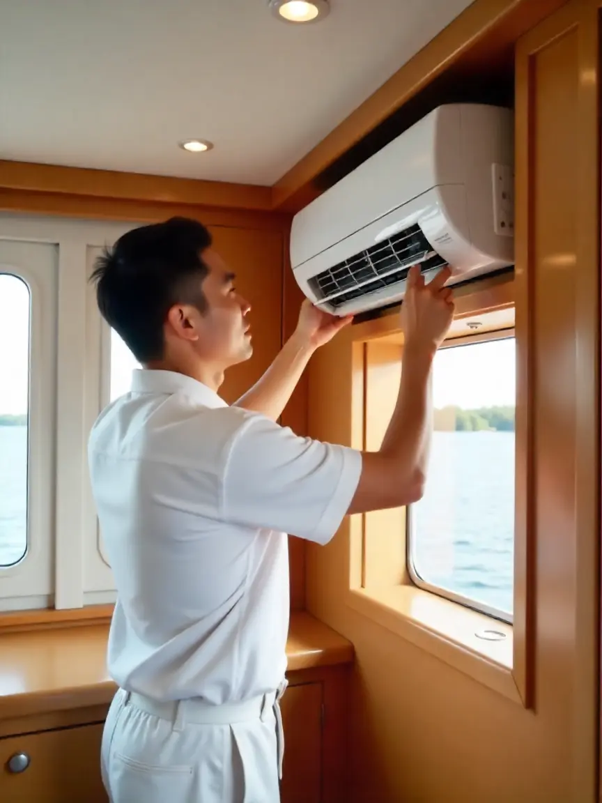 Technicien FYTECH installant une climatisation dans une maison à Nevers